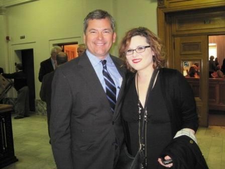 Newly sworn-in Judge William Mudge with his daughter, Lauren