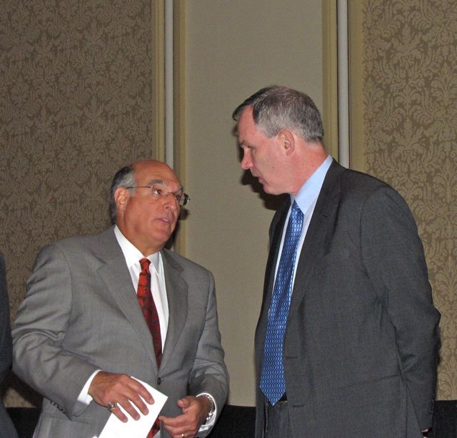 ISBA President Mark Hassakis speaks with U.S. Attorney Patrick Fitzgerald