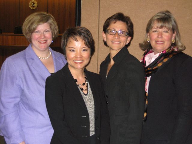 Annemarie Kill, Chair of the Standing Committee of Women and the Law, Sonni Williams, Chair of Racial and Ethnic Minorities and the Law, NIU Law Dean Jennifer Rosato and event presenter and newly-elected ISBA 3rd Vice President Paula Holderman