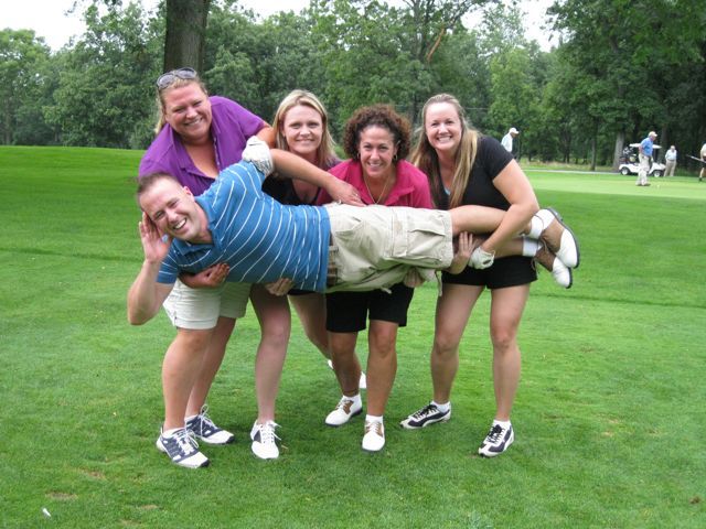 Ben Meyer gets a lift from other Barrick Switzer staffers Laura Baluch, Jody Beilke as well as Susan Dillon and Roxanne Sosnowski