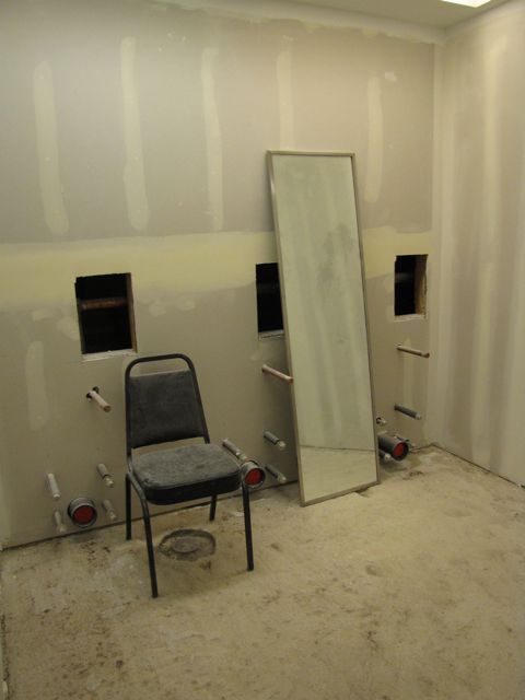 The women's room is still a work in progress.