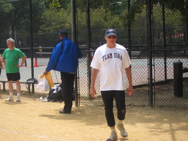 ISBA President John Locallo takes his turn at bat