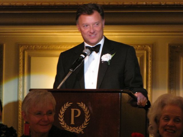 ISBA President Locallo speaks after receiving the Justinian Award of Excellence.