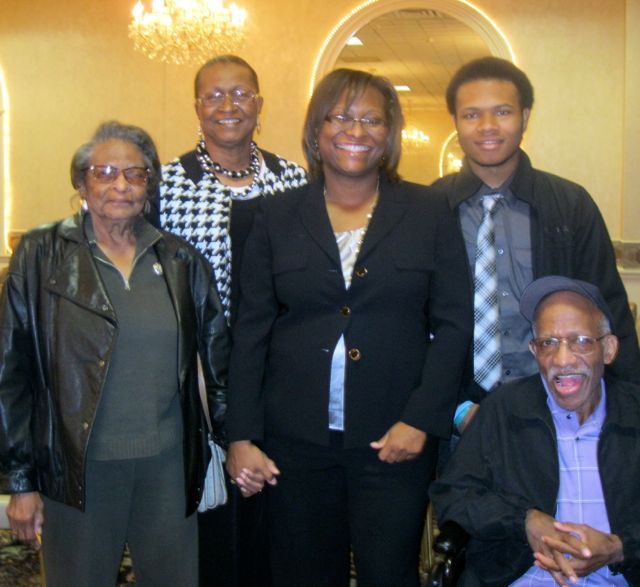 Grandmother May Jones, mother Phyllis Howery, new admittee Monique Howery, son Drew Howard and father Steven Howery.
