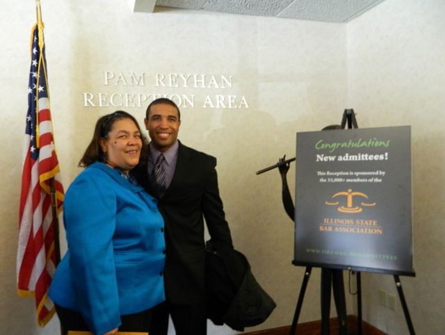 New admittee Robert A. Heath (Urbana) with his mother