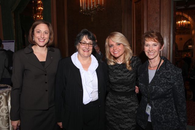 Michele Jochner (second from right) visits with Erin Kelly, Sharon Ballin  and Sharon Eiseman.