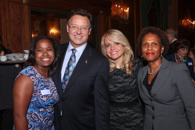 Kenya Jenkins-Wright, ISBA Past President John G. Locallo, and Hon. Diane Shelley of the Circuit Court of Cook County congratulate Michele Jochner.