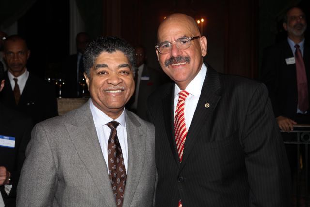 Chief Judge Timothy C. Evans congratulates awardee Judge William Hooks.