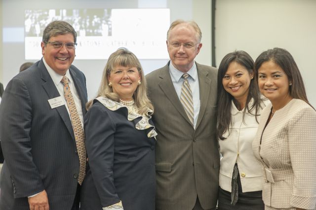ISBA President-elect Richard D. Felice, ISBA President Paula H. Holderman, Illinois Supreme Court Chief Justice Thomas Kilbride, CBA Past President Aurora Abella-Austriaco and ISBA Board member Hon. Jessica Arong O'Brien
