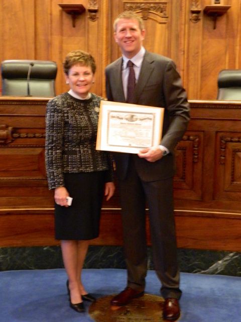 New admittee James Glenn of Lincoln with Illinois Supreme Court Justice Rita B. Garman