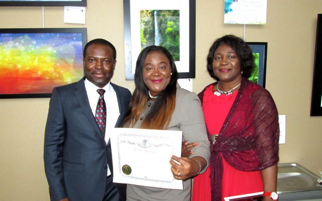 New Admittee Chioma Akabogu with Paschal Akabogu and Sally Nwafor