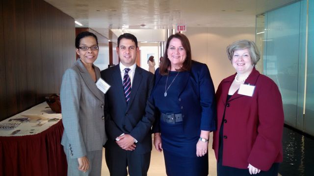 Program coordinator Yolaine Dauphin, Presenter Victor Boutros, Presenter Judge Virginia Kendall, and Program coordinator Annemarie Kill