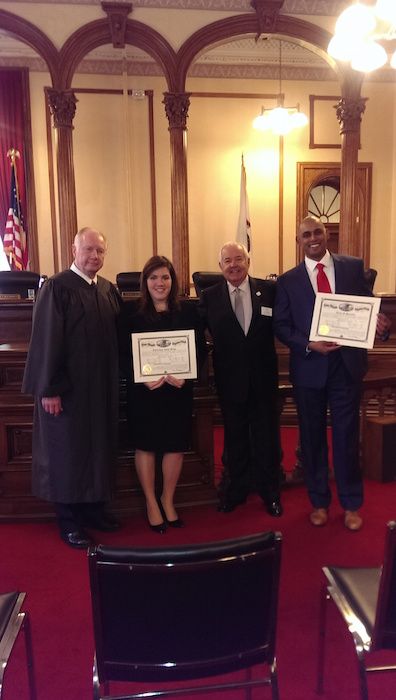 Hon. Kilbride, Christina Anne Gray, ISBA Secretary Al Durkin, and Nisa Qureshi
