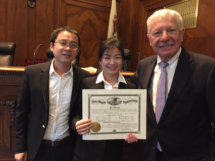 Qi Wang and family with David Sosin