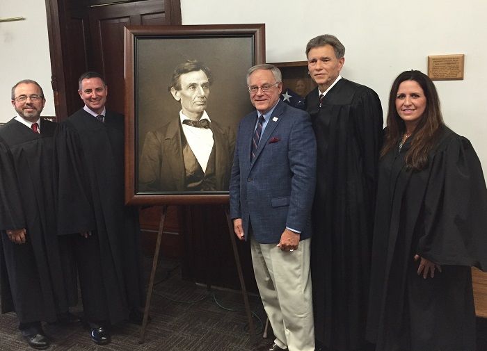 A high-quality reproduction of a famous Abraham Lincoln photograph was presented to the Bond County Courthouse on June 30 in Greenville. 