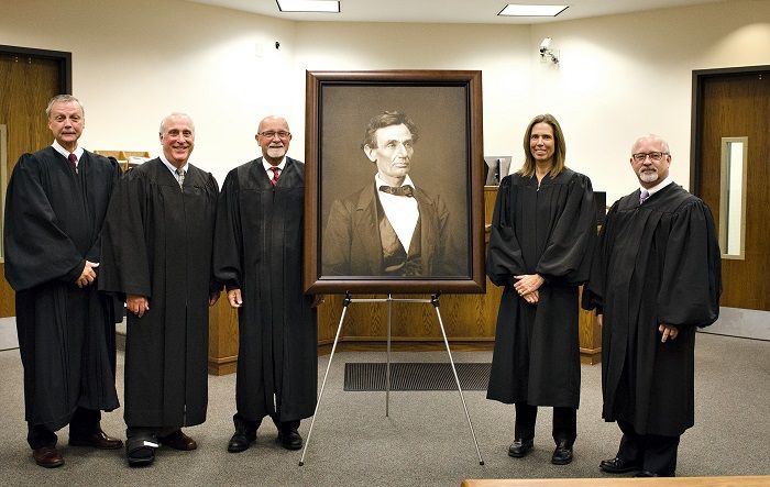 A high-quality reproduction of a famous Abraham Lincoln photograph was presented to the Lee County Courthouse on September 27 in Dixon.
