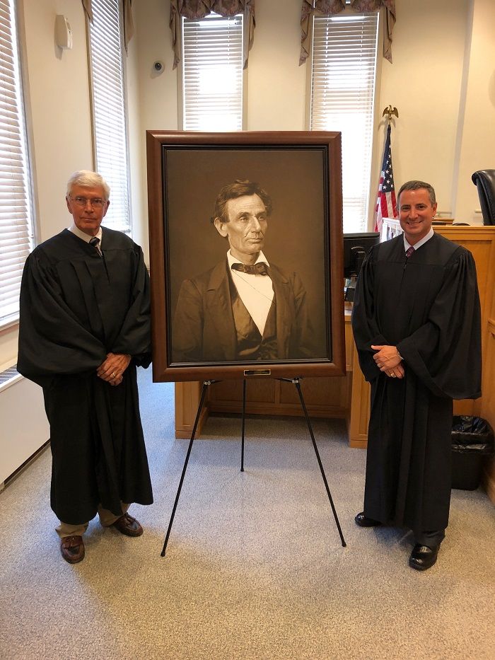 A high-quality reproduction of a famous Abraham Lincoln photograph was presented to the Wayne County Courthouse on June 25 in Fairfield. 