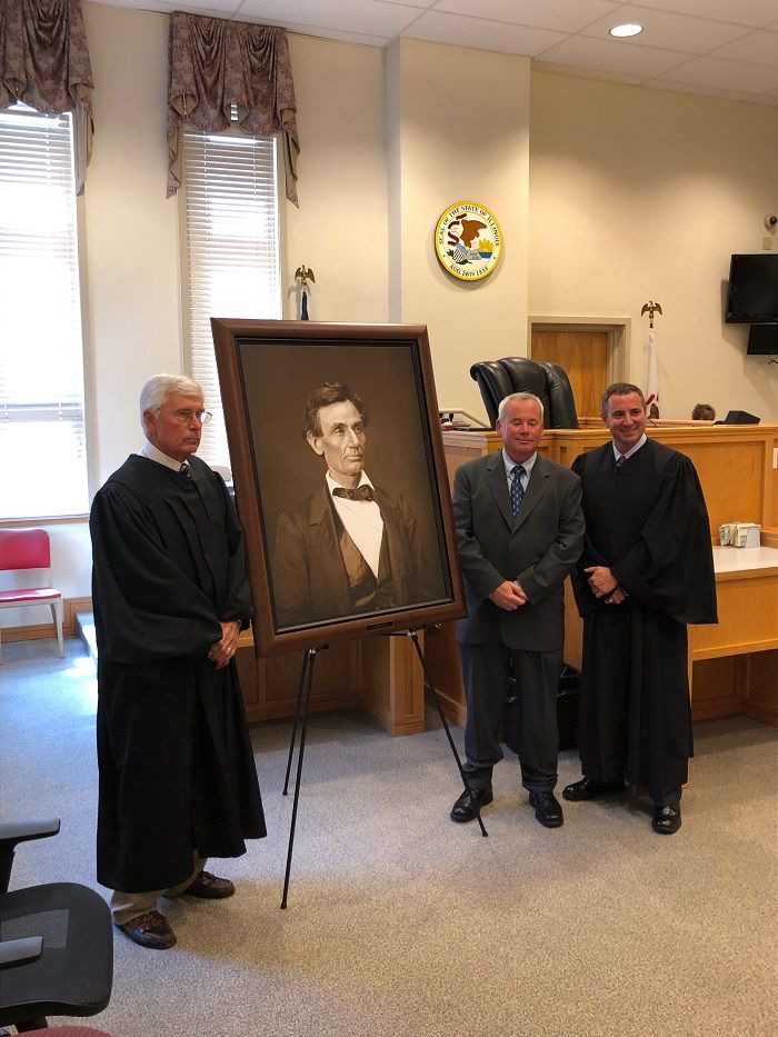 A high-quality reproduction of a famous Abraham Lincoln photograph was presented to the Wayne County Courthouse on June 25 in Fairfield. 