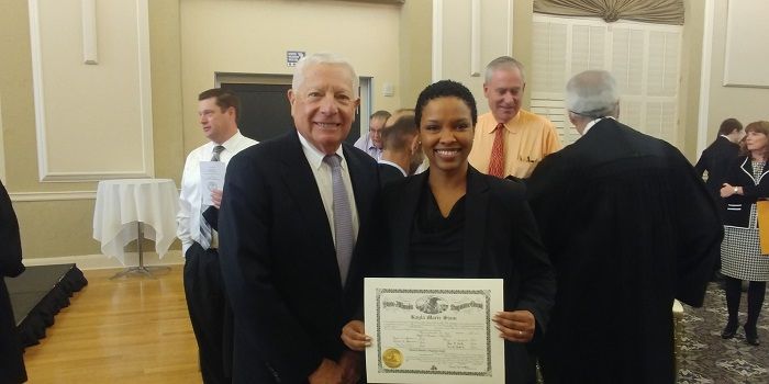 ISBA President Elect David Sosin and new attorney Kayla Siam