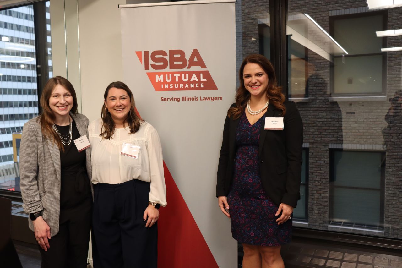 left to right: YLD Vice Chair Hannah Lamore and YLD Speed Networking Co-Chairs Olivia Basu and Genevieve Miller