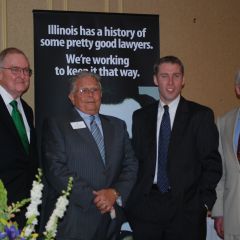 Former Gov. Jim Thompson, Outgoing ISBA President Jack Carey, Young Lawyer of the Year winner Sean Wieber, ISBA President-elect John O'Brien
