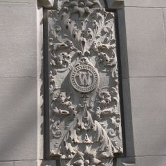 County seal on the exterior of the courthouse