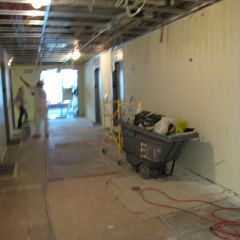 Demolition of the elevator lobby is complete and its makeover has begun.