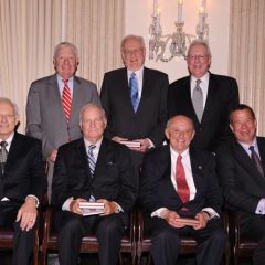 The Class of 2011 Laureates (front row, left to right): John B. Kincaid, William V. Johnson, Gino L. DiVito, Peter J. Birnbaum; (back row, left to right): David B. Sosin, Leo H. Konzen and presenter and chancellor of the Board of Regents John G. O'Brien. Rosalyn B. Kaplan was inducted posthumously.