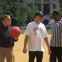 ISBA Executive Director Bob Craghead, ISBA President John Locallo and new ISBA Assembly member and game referee Judge Leonard Murray