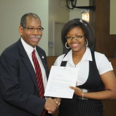 John Marshall Dean Rory Smith with Moot Court finalist Nia Gipson