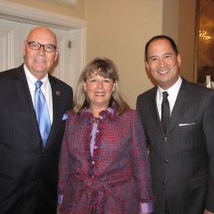 Chief Judge James Holderman (left) with 2011 Advocate for Diversity Award Recipients ISBA 2nd Vice President Paula H. Holderman and Michael P. Chu of Brinks Hofer Gilson and Lione.