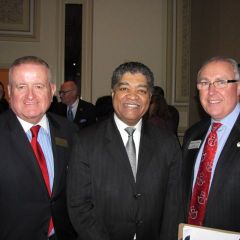 ISBA Board member Judge Russell Hartigan, Cook County Chief Judge Timothy Evans and ISBA Board member Umberto Davi.