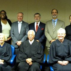 Bar association leaders with Justices Burke, Freeman and Theis