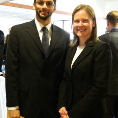 New admittee Mohammed J. Lakhani (Naperville) w/ Pamela E. Hart, Esq (Speaker / Springfield)