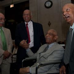 Judge Leighton and friends share a lighthearted moment.