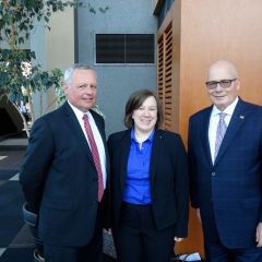 George N. Vurdelja, Jr., new admittee Lisa Harkins and ISBA Board member James McCluskey