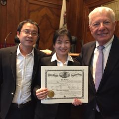 Qi Wang and family with David Sosin