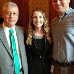 Samantha Joan Costello with her dad, Roger Costello, and fiance, Troy