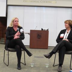 Julie Johnson and Sharon Rowan kick off the discussion following the documentary