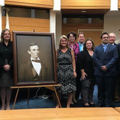 A high-quality reproduction of a famous Abraham Lincoln photograph was presented to the McDonough County Courthouse on July 27 in Macomb. 