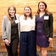 left to right: YLD Vice Chair Hannah Lamore and YLD Speed Networking Co-Chairs Olivia Basu and Genevieve Miller