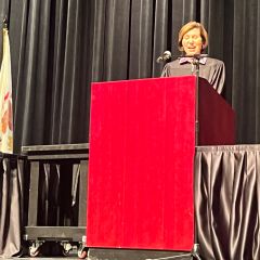 Supreme Court Justice Elizabeth Rochford presides over the 2nd District ceremony.