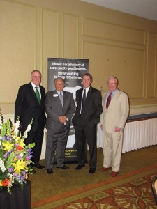 Former Gov. Jim Thompson, Presdient-elect Jack Carey, ISBA Young Lawyer of the Year Award winner Sean Wieber and President-elect John O'Brien